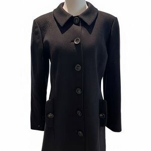 Vintage Max Mara Pianoforte Wool Jacket Black Button Front Coat Size 48 Small